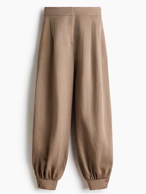 H&M Taupe Pleated Balloon Leg Trousers NWT Size 4